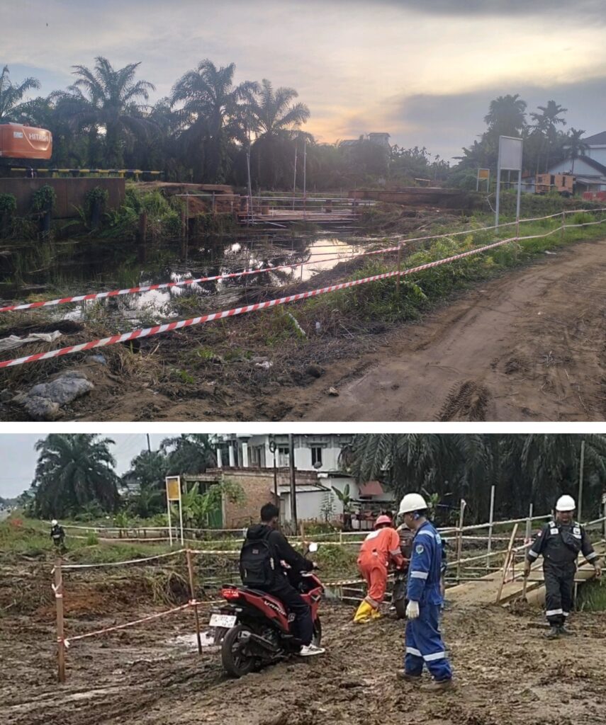 Petro China Renovasi Jembatan Penghubung Kecamatan Geragai