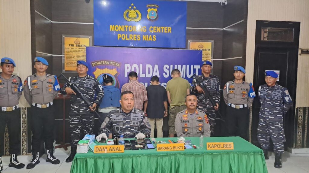 Tiga Pelaku dan Satu Bandar Narkoba di Nias Ditangkap TNI AL Bersama Polres Nias